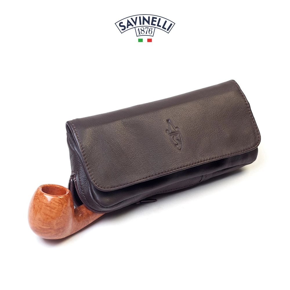 Savinelli Läderväska Brun för 1 pipa och tobak - Bild 2