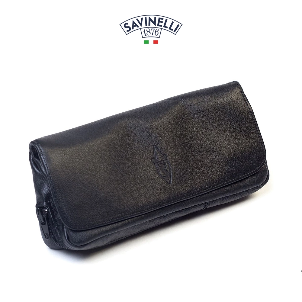 Savinelli Läderväska för en pipa - Svart