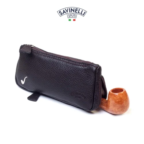 Savinelli Kombipung 1 pipa och tobak i präglat läder