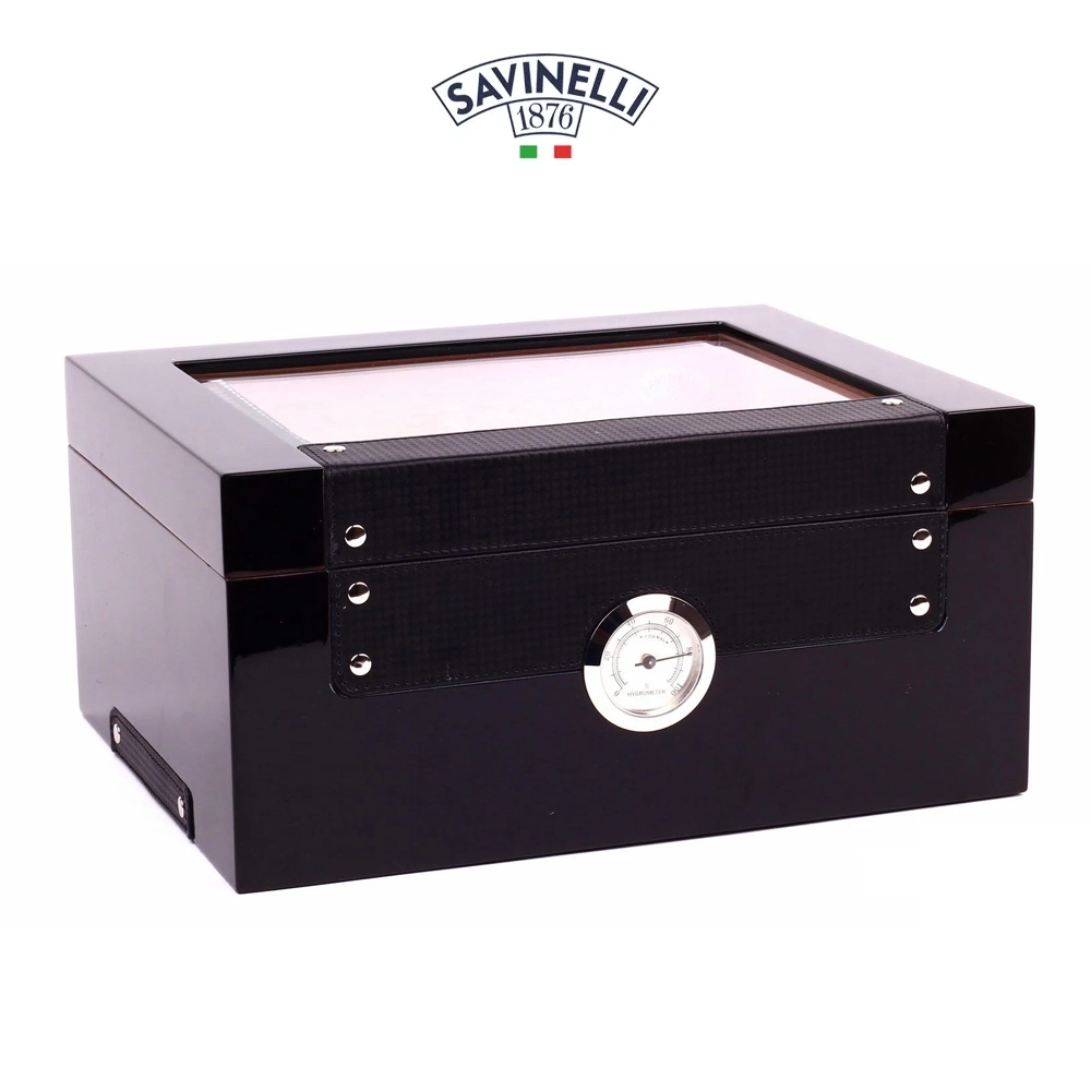 Savinelli Humidor Svartlackad glaslock