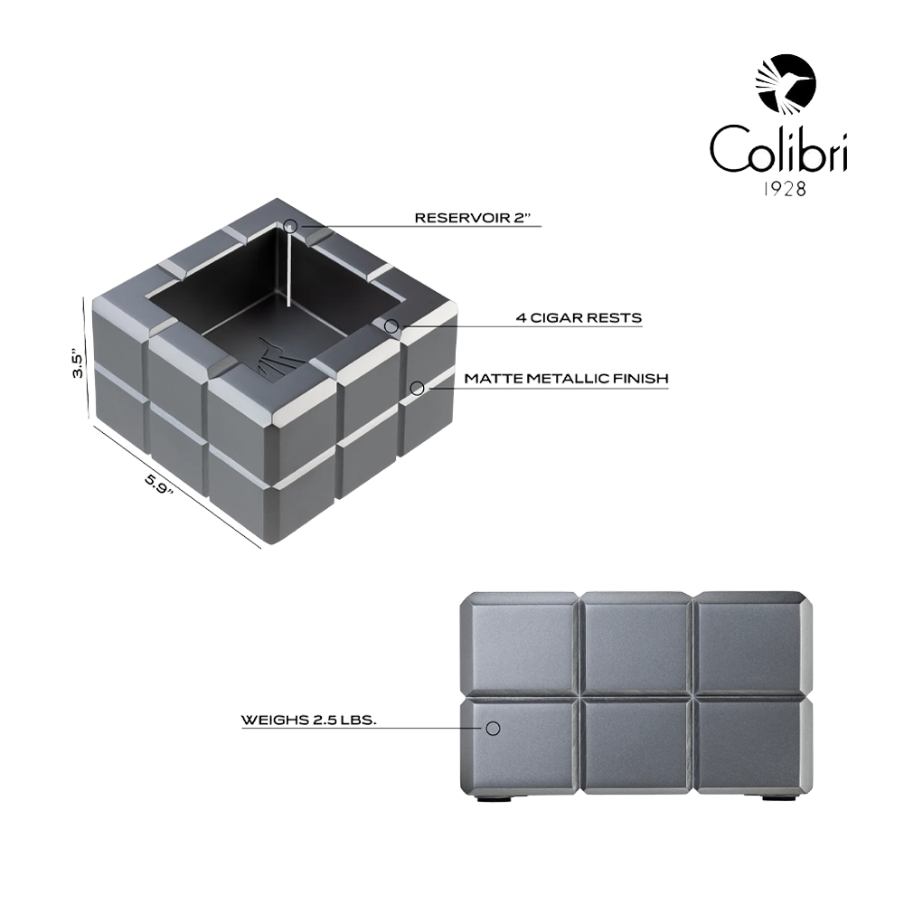 Colibri Heritage Cube Ashtray Gray Dim