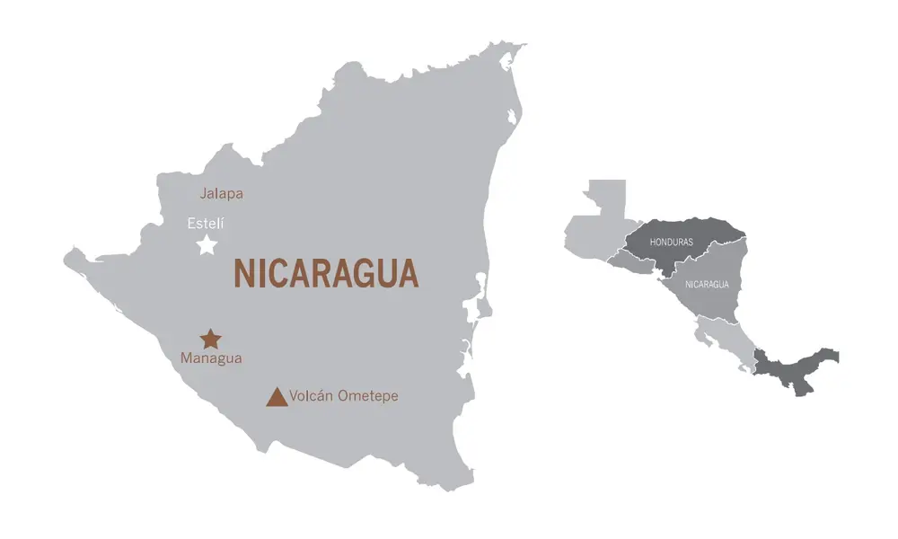 Karta Nicaragua tobaksodling