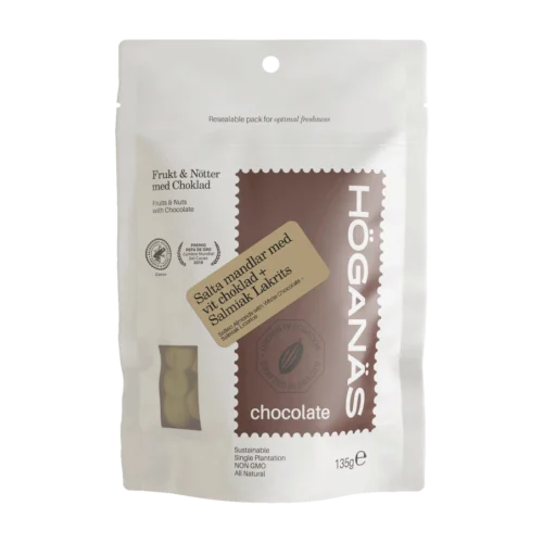 Höganäs Chocolate Rostade Mandlar Vit choklad Lakrits